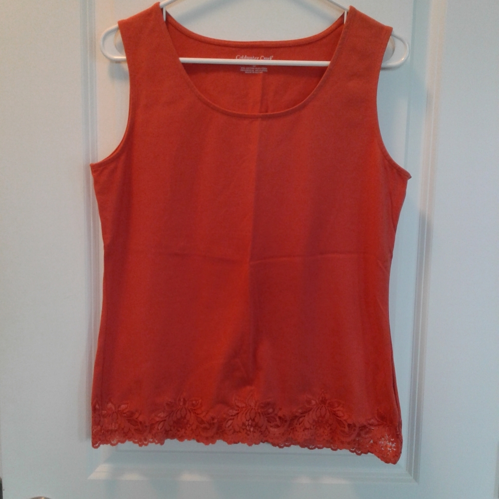 Coldwater Creek lace trim camisole tank pumpkin M